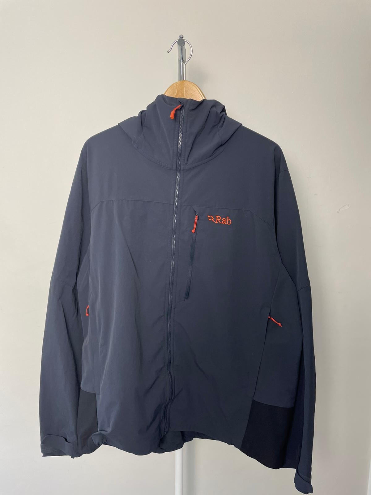 Rab Men's Soft Shell Style Full Zip Hooded Windbreaker Jacket - XL/Extra Large