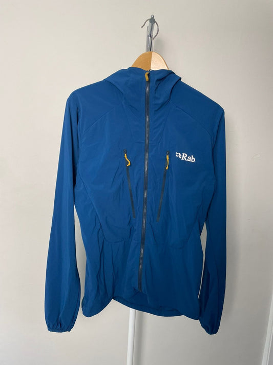 Rab Men's Full Zip Hooded Windbreaker Style Lightweight Jacket - S/Small - Blue