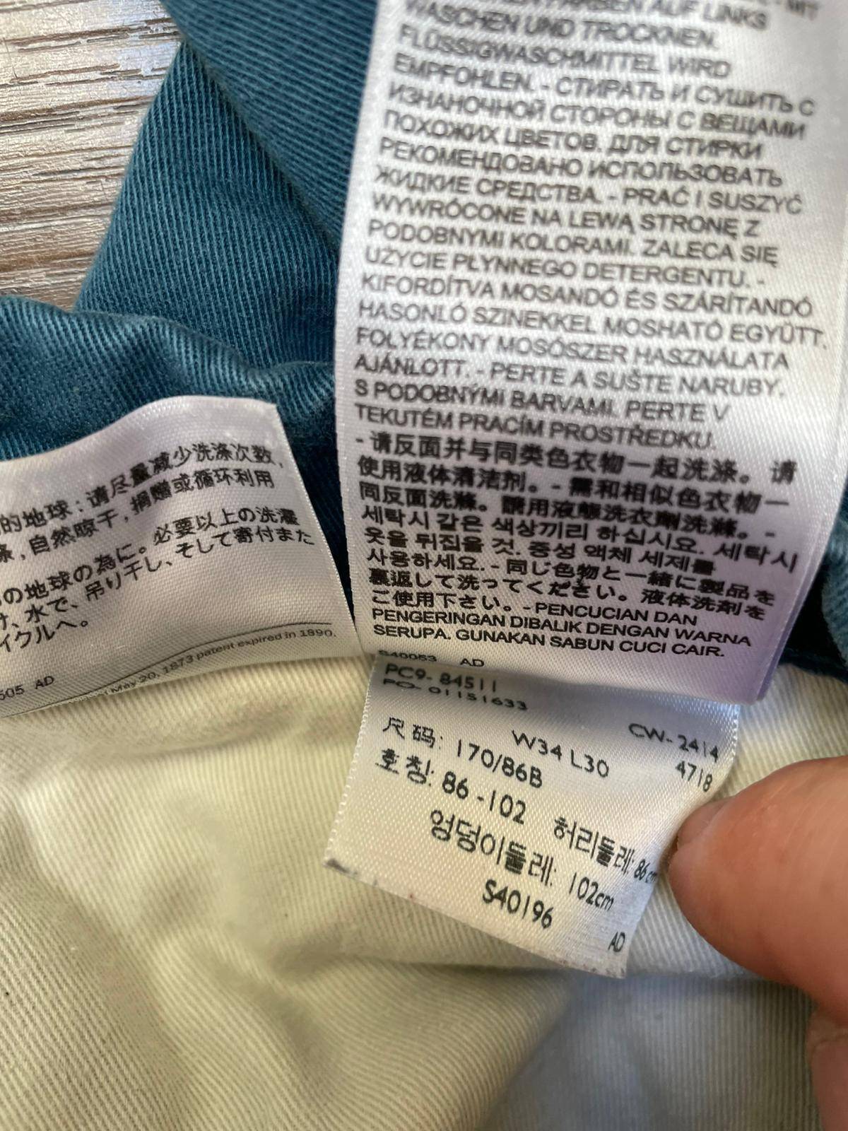 Levi's Men's Washed Teal Blue Faded Chino Pants/Trousers - W34/L28
