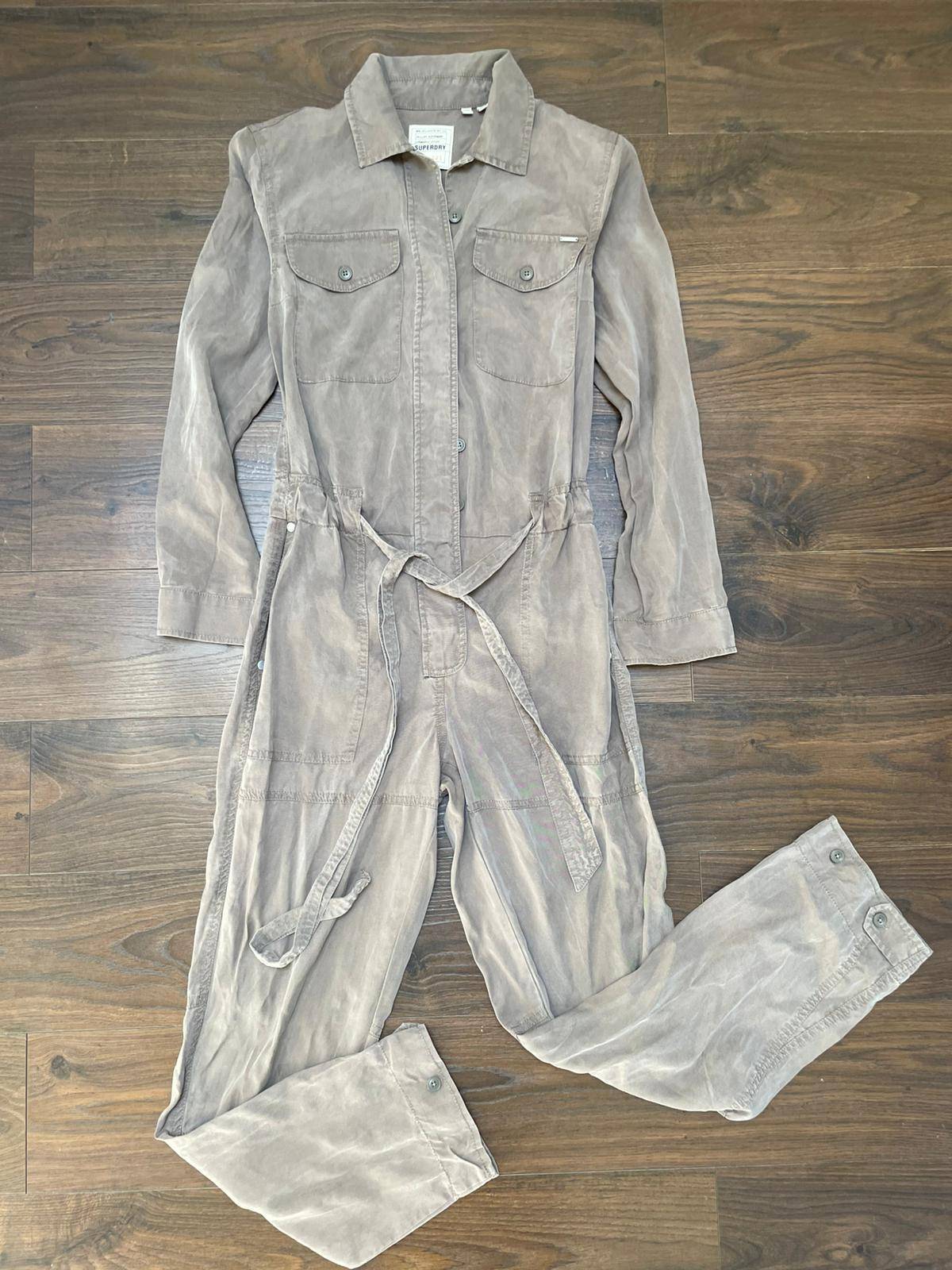 Superdry Women's Button Front Utility Jump Suit/Boiler Suit - UK 8 - Grey