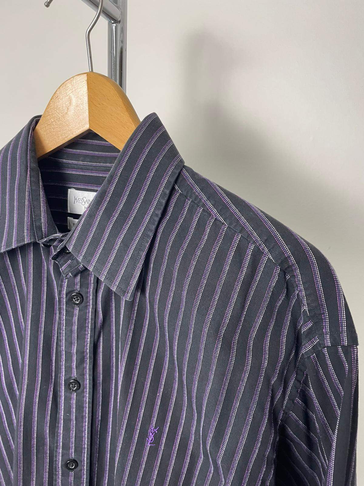 YSL Yves Saint Laurent Vintage 80s/90s Men's Long Sleeve Striped Shirt - L/Large