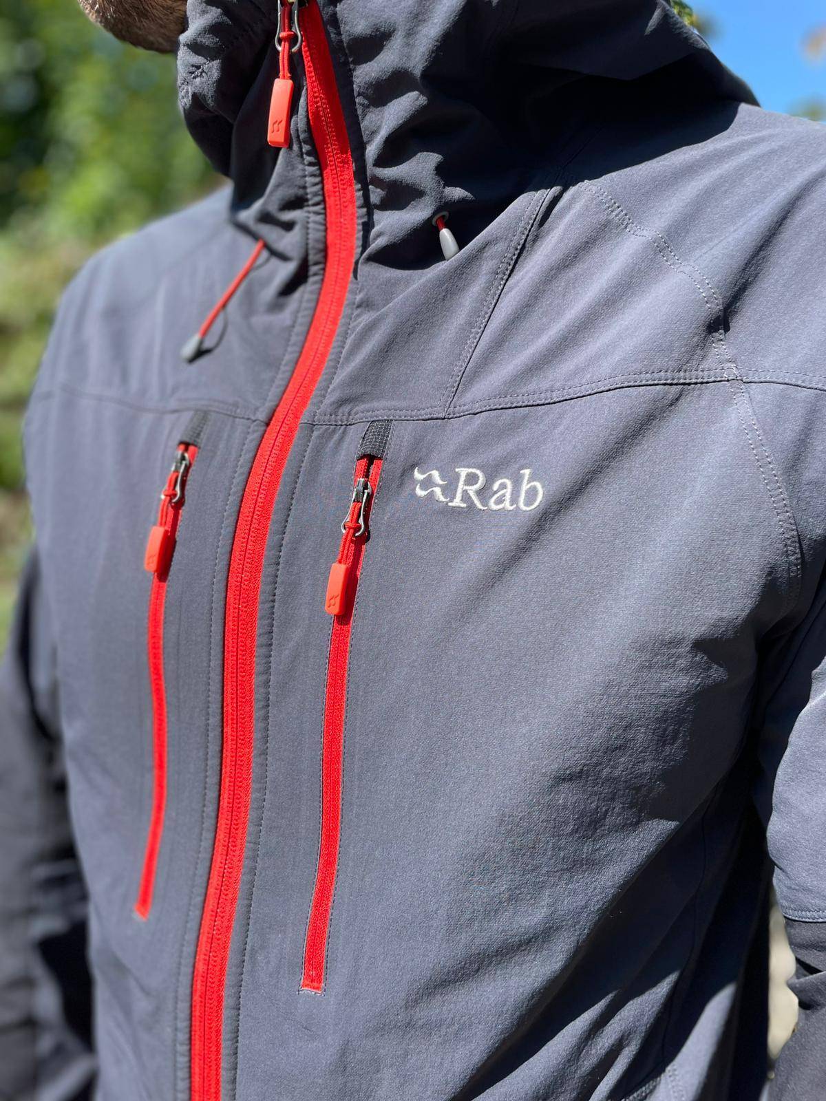 Rab Torque Mens Full Zip Hooded Technical Soft Shell Hiking Jacket - L/Large