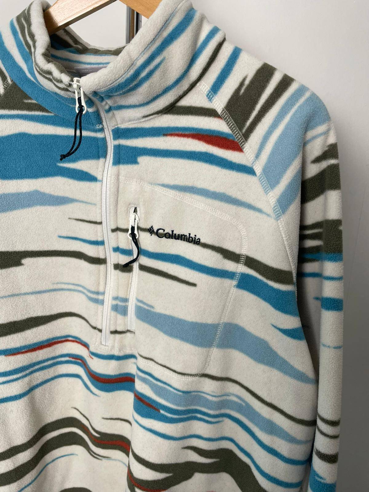 Columbia Men's 1/2 Zip Abstract Sun Set Pattern Print Fleece Jumper - XL