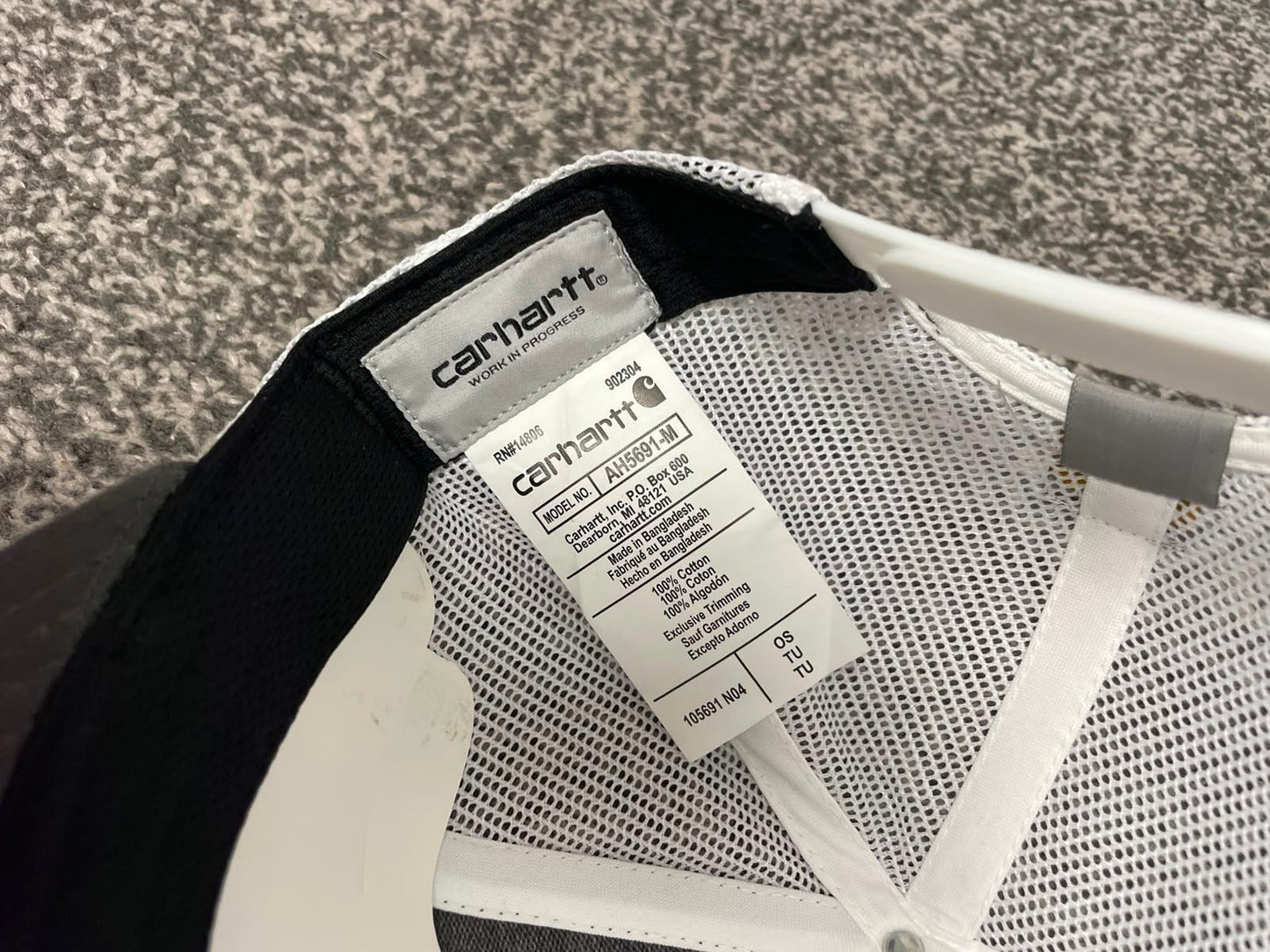 Carhaart Force Casual Fast Drying Truckers/Trucker Style Hat/Cap Dark Grey/White