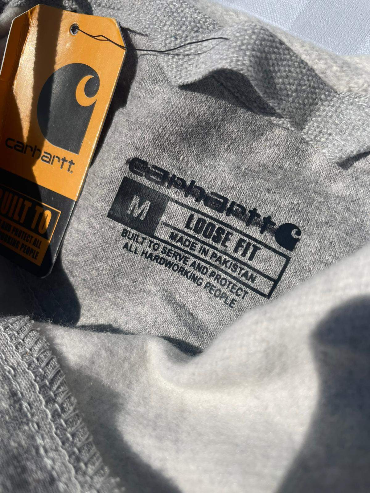 Carharrt Men's Mid Weight Pullover Big Spellout Hoodie - M/Medium - Grey
