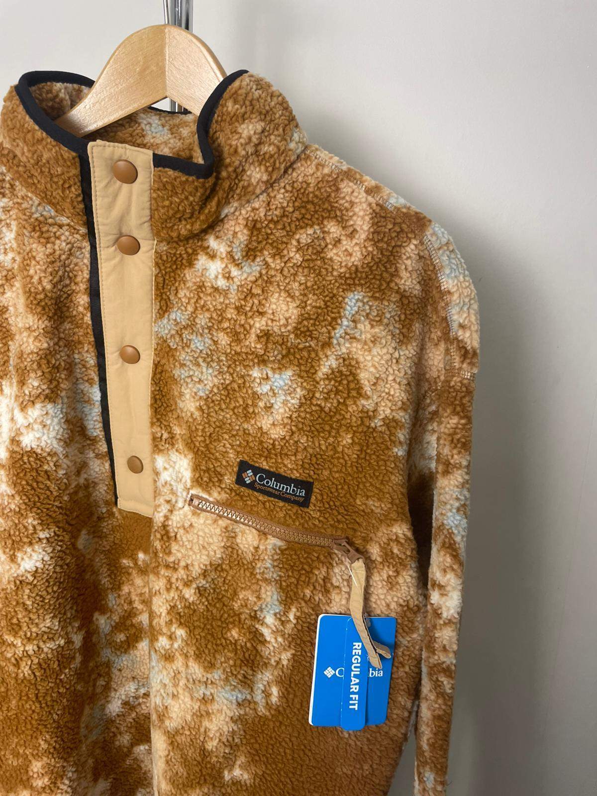 Columbia Men's Pullover Snap Button Pattern Fleece Jumper - M/Medium