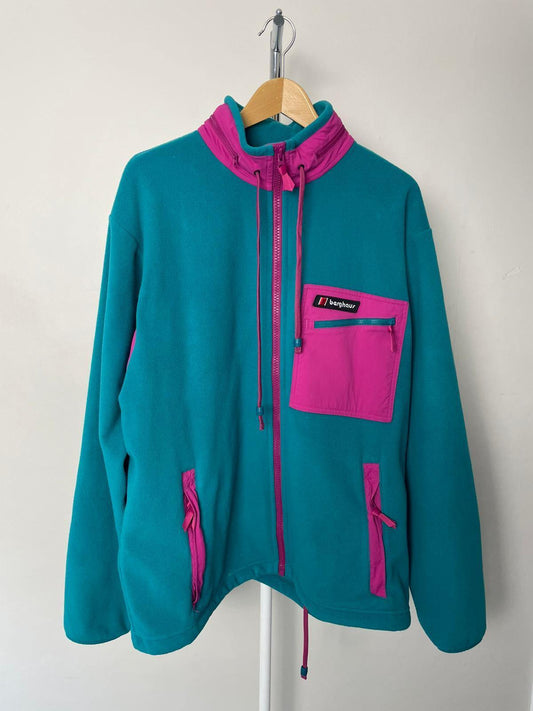 Berghaus Ascent 91 Hooded Fleece Jacket - XL/Extra Large Unisex Aqua Green/Pink