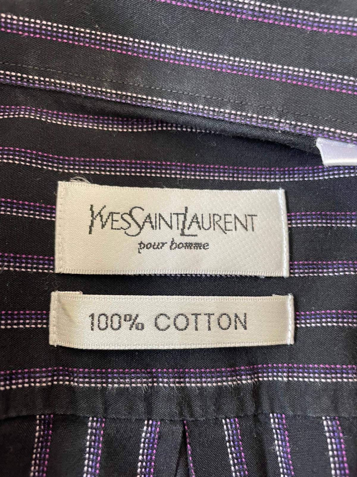 YSL Yves Saint Laurent Vintage 80s/90s Men's Long Sleeve Striped Shirt - L/Large