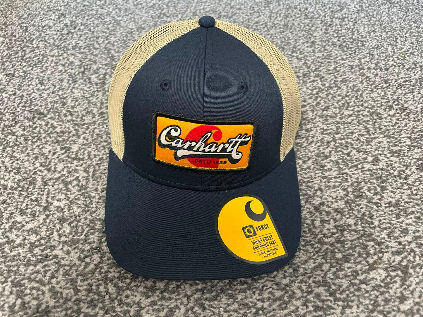 Carhaart Force Casual Fast Drying Truckers/Trucker Style Hat/Cap - Navy/Beige
