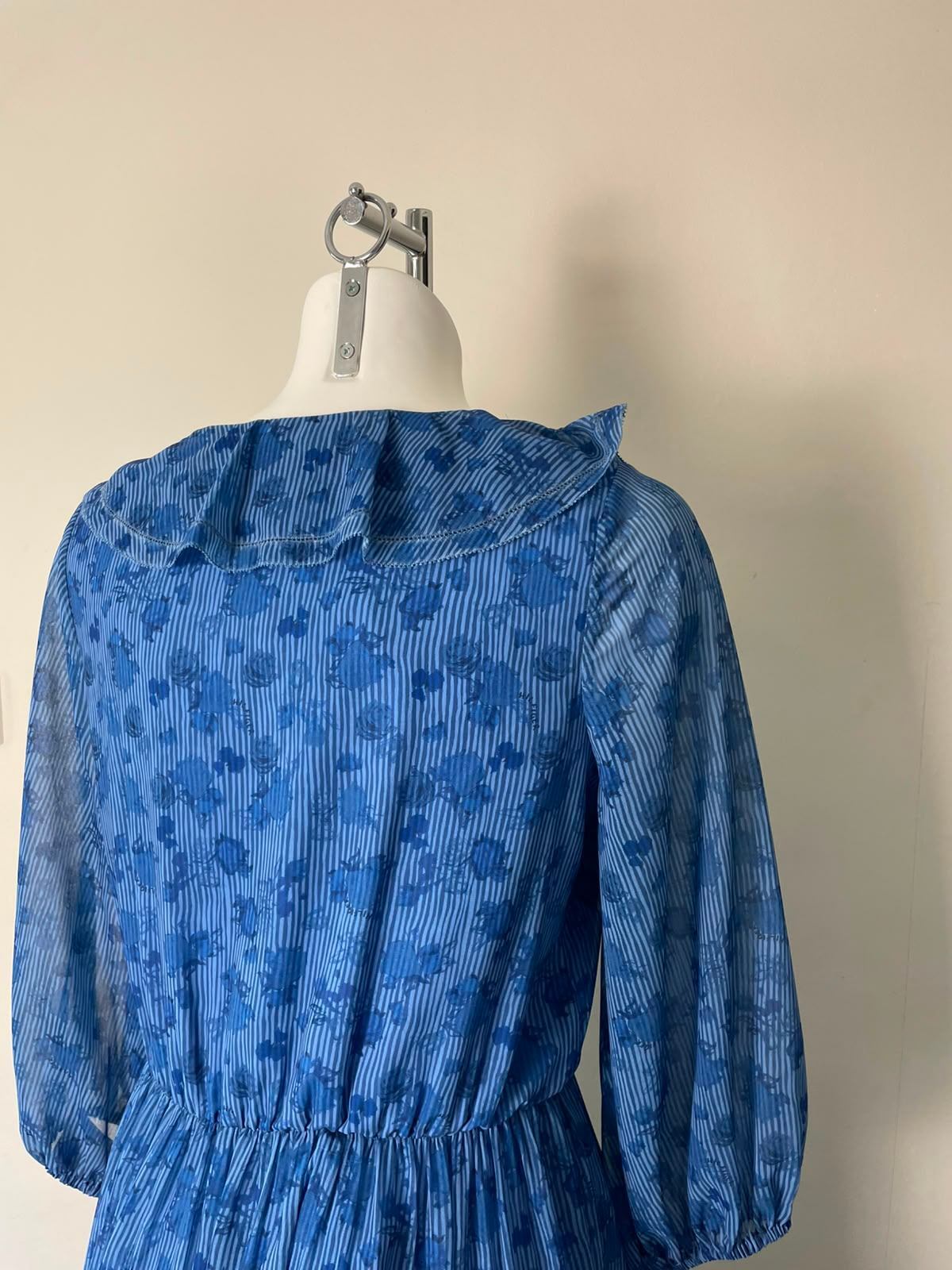 Tommy Hilfiger Women's Frill Neck Printed Maxi Dress - UK 10 - Blue - RRP £230