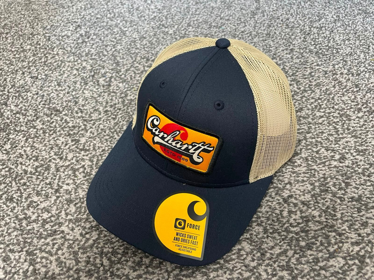 Carhaart Force Casual Fast Drying Truckers/Trucker Style Hat/Cap - Navy/Beige