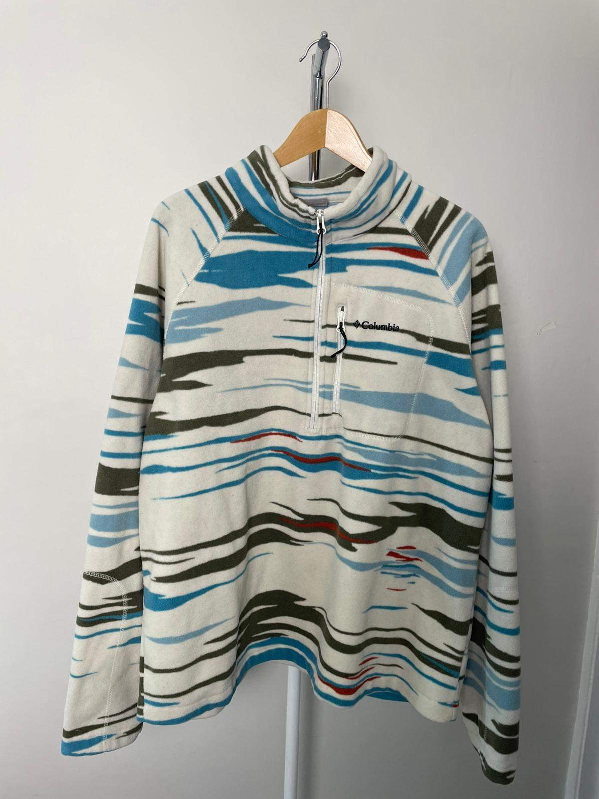 Columbia Men's 1/2 Zip Abstract Sun Set Pattern Print Fleece Jumper - XL