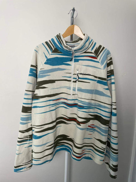 Columbia Men's 1/2 Zip Abstract Sun Set Pattern Print Fleece Jumper - XL
