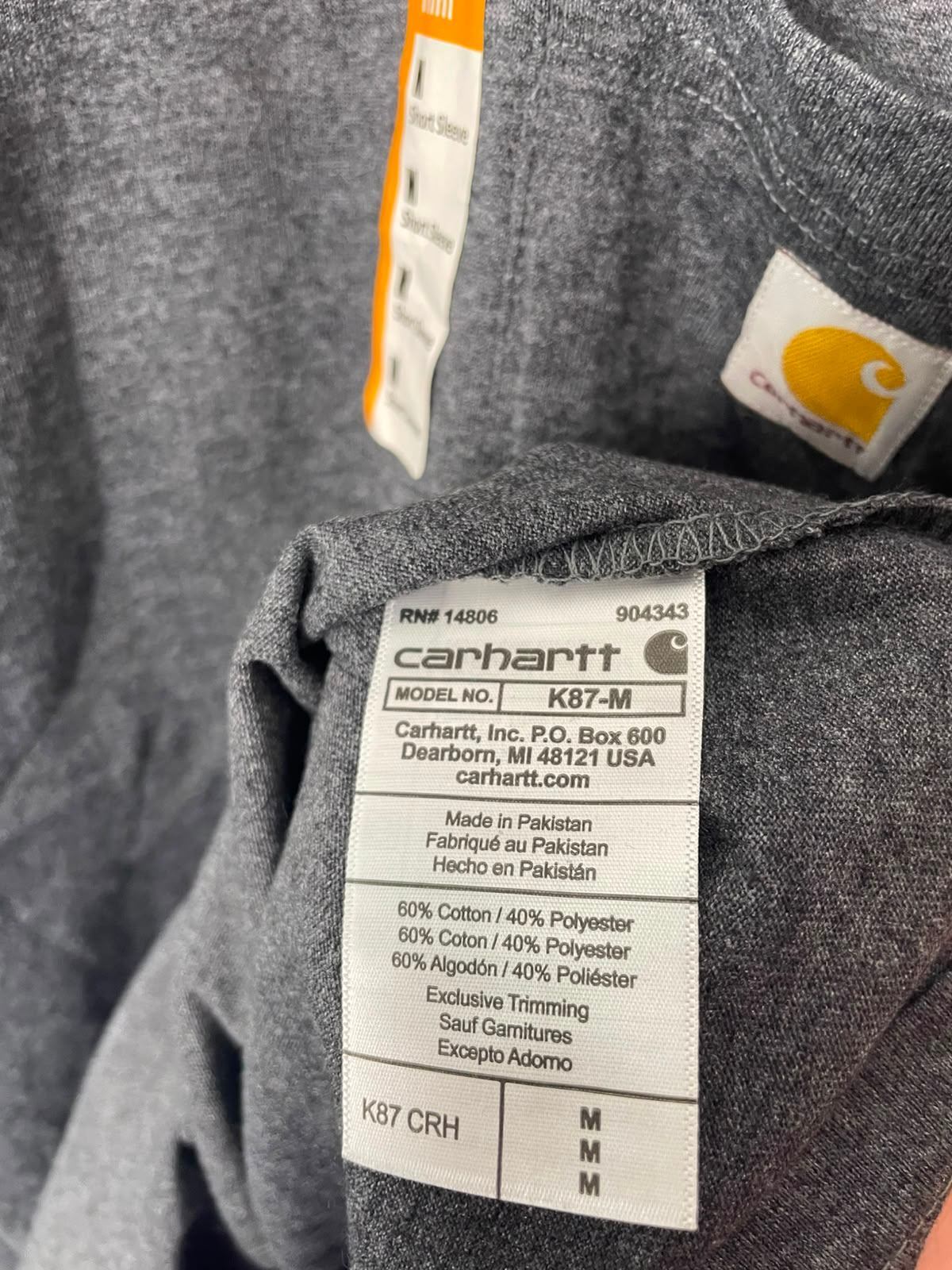 Carharrt Men's Short Sleeve Pocket T-Shirt/Top/Tee - M/Medium - Loose Fit Grey