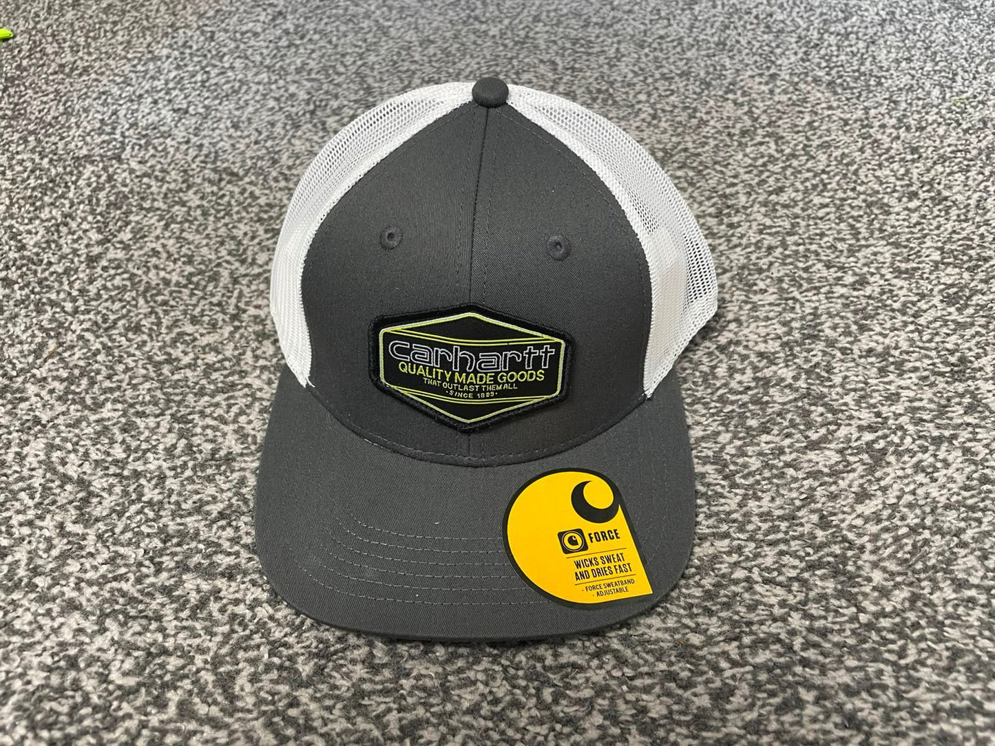 Carhaart Force Casual Fast Drying Truckers/Trucker Style Hat/Cap Dark Grey/White