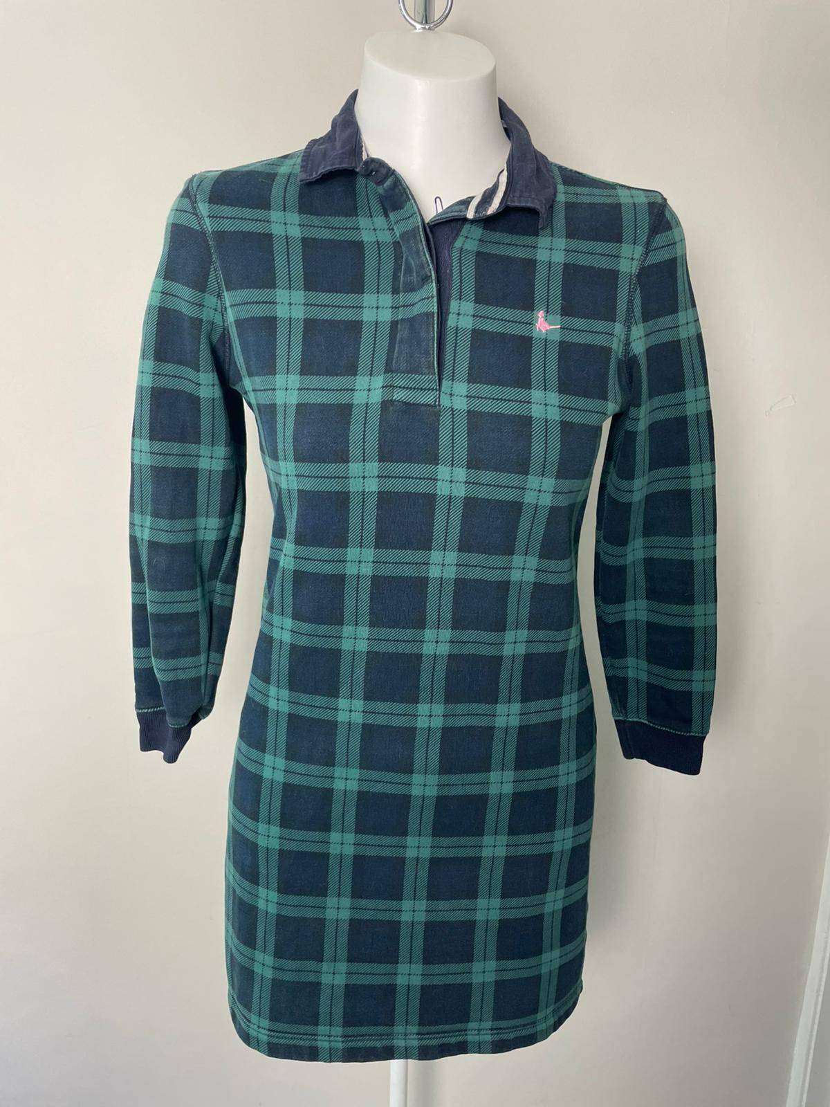 Jack Wills Women's Tartan/Plaid Popover Preppy Shirt Style Dress - UK 8 - Green