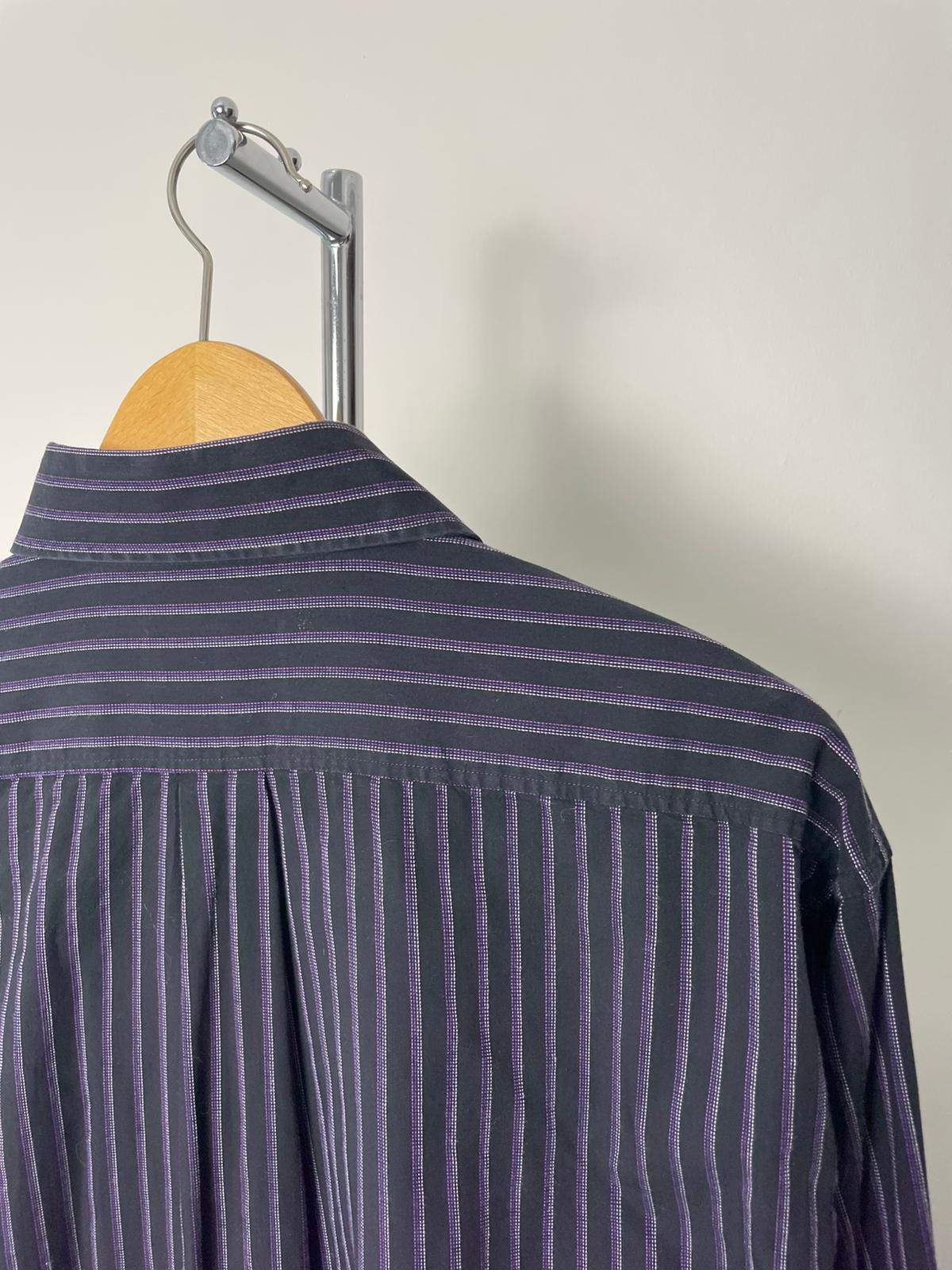YSL Yves Saint Laurent Vintage 80s/90s Men's Long Sleeve Striped Shirt - L/Large