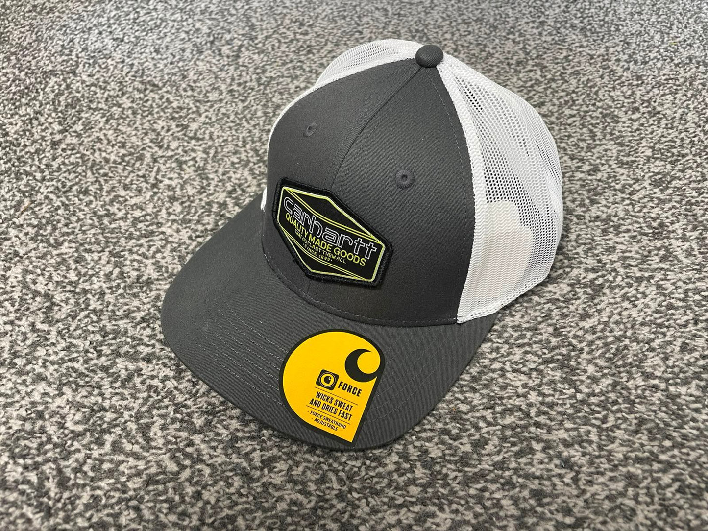 Carhaart Force Casual Fast Drying Truckers/Trucker Style Hat/Cap Dark Grey/White