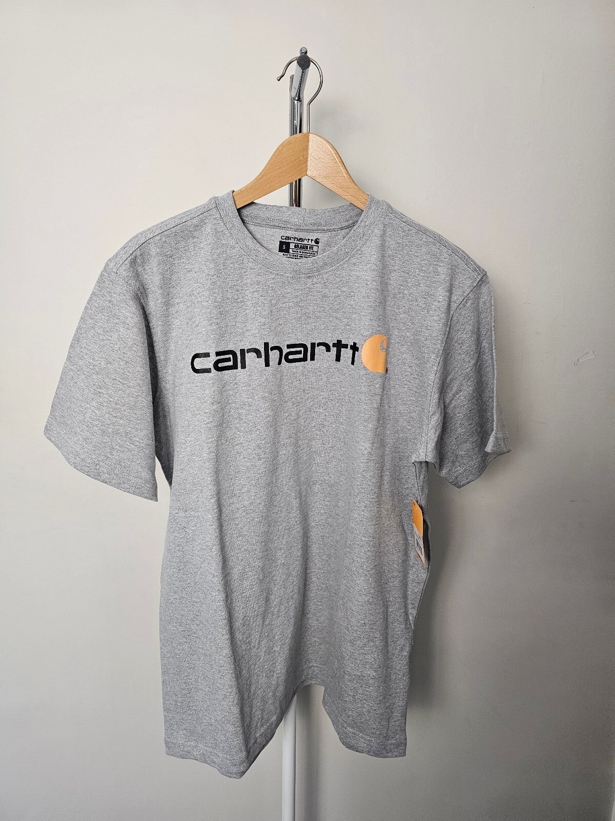Carharrt Men's Short Sleeve Graphic Spellout Tee/T-Shirt/Top - S/Small - Grey