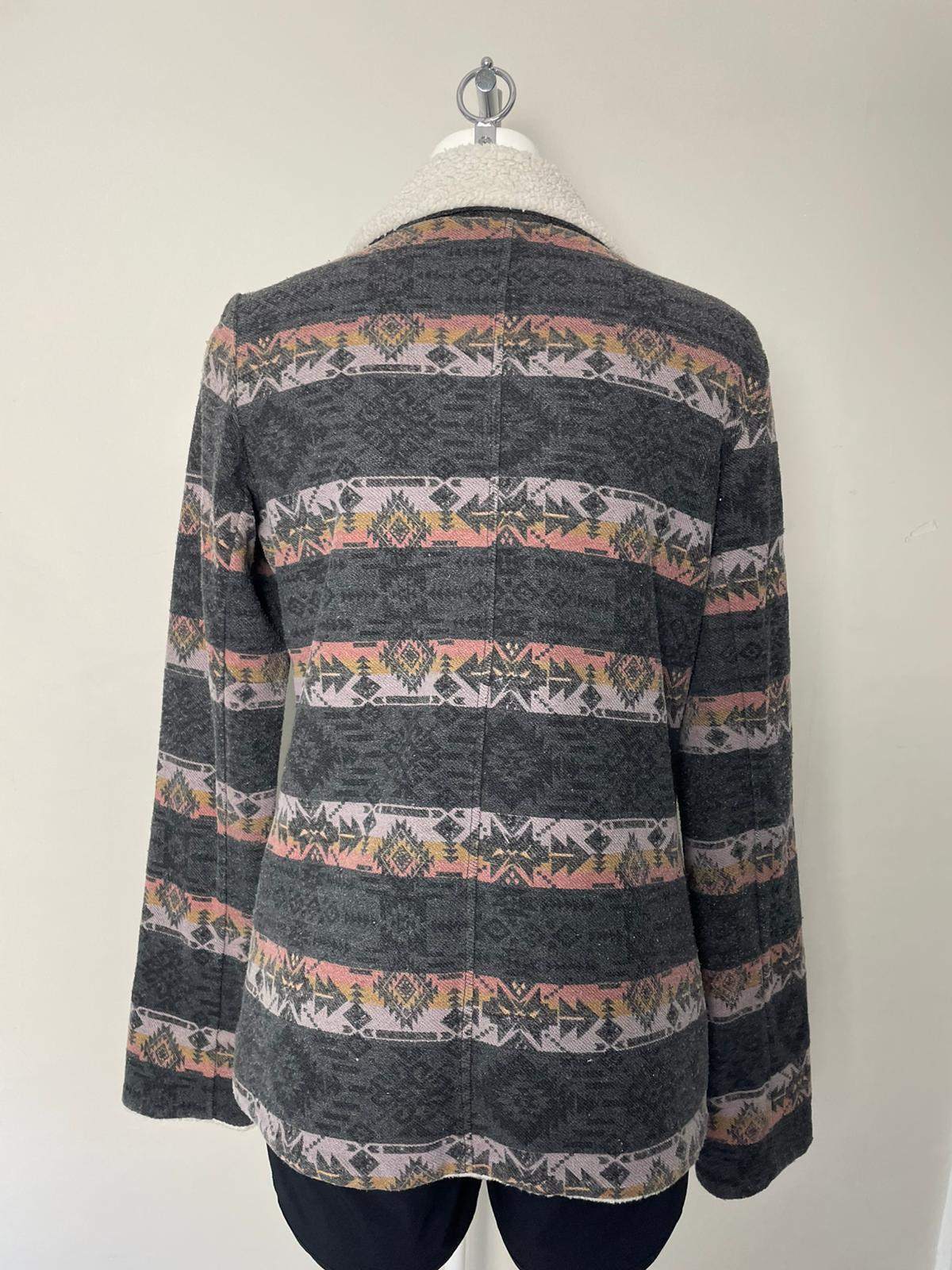 Rip Curl Betty Full Zip Sherpa Fleece Lined Aztec Pattern Surf Wear Jacket - M