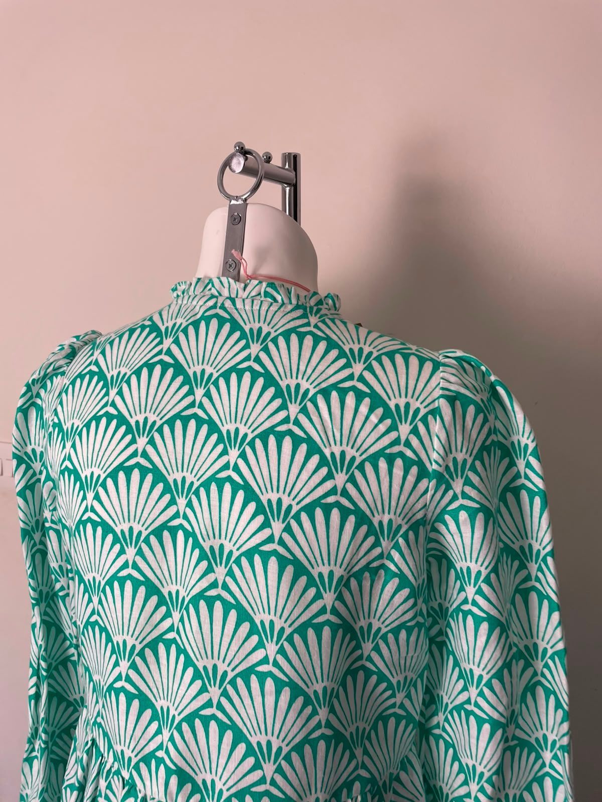 Boden Women's Esme Linen Pattern Print Mini Dress - UK 10 R Green/White RRP £126