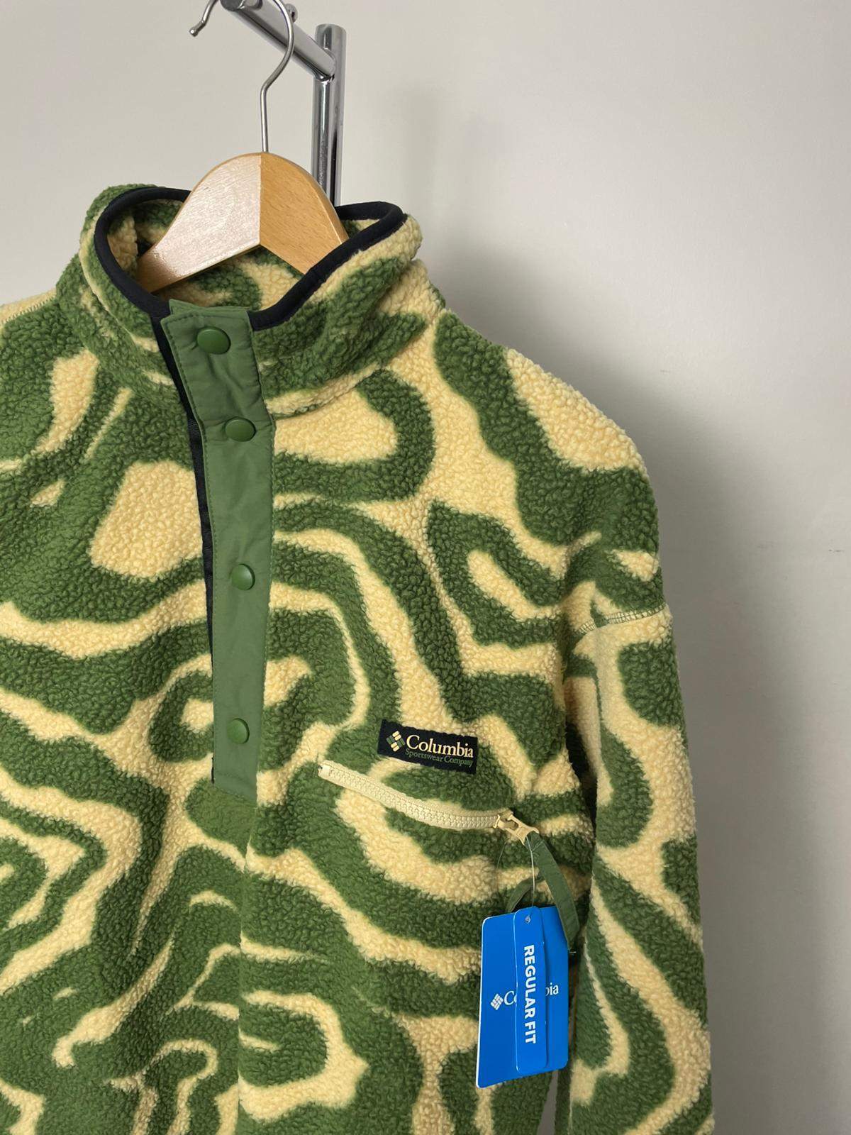 Columbia Men's Pullover Snap Button Pattern Fleece Jumper - S/Small