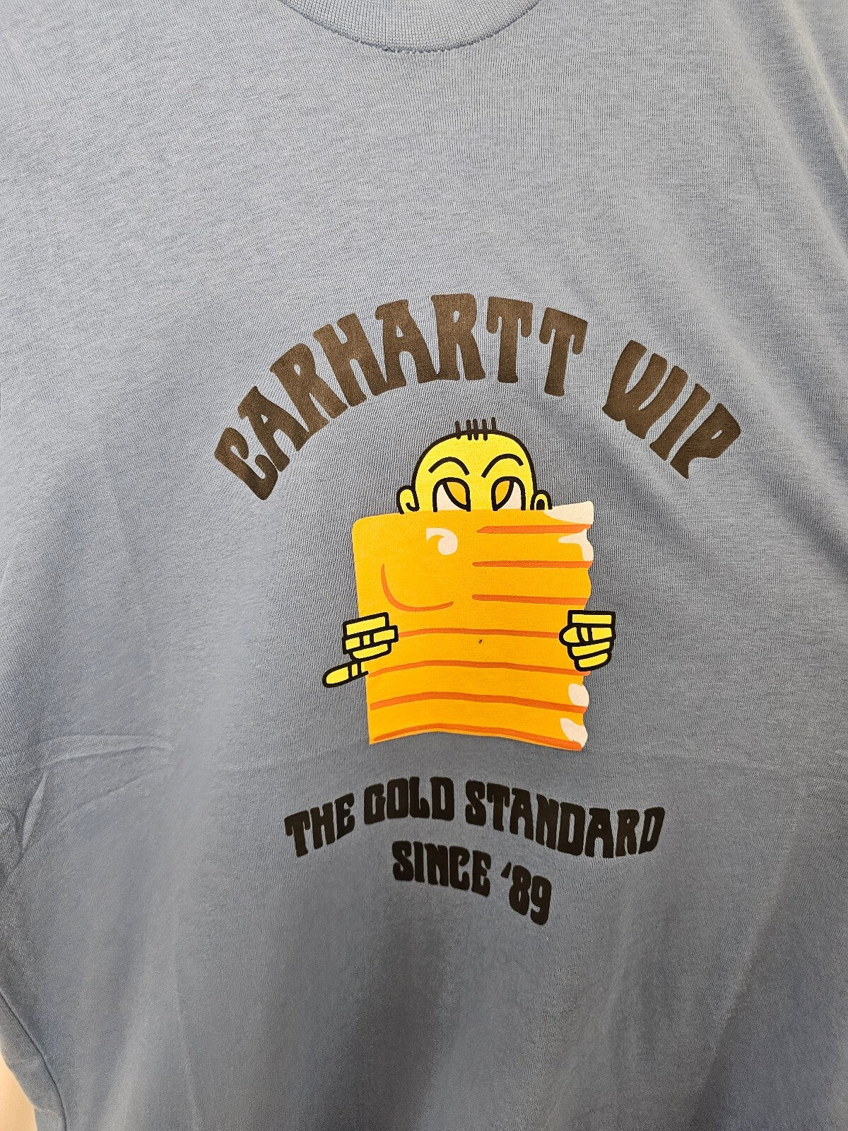 Carharrt WIP Gold Standard Sleeve Big Print Top/T-Shirt - S/Small - Blue