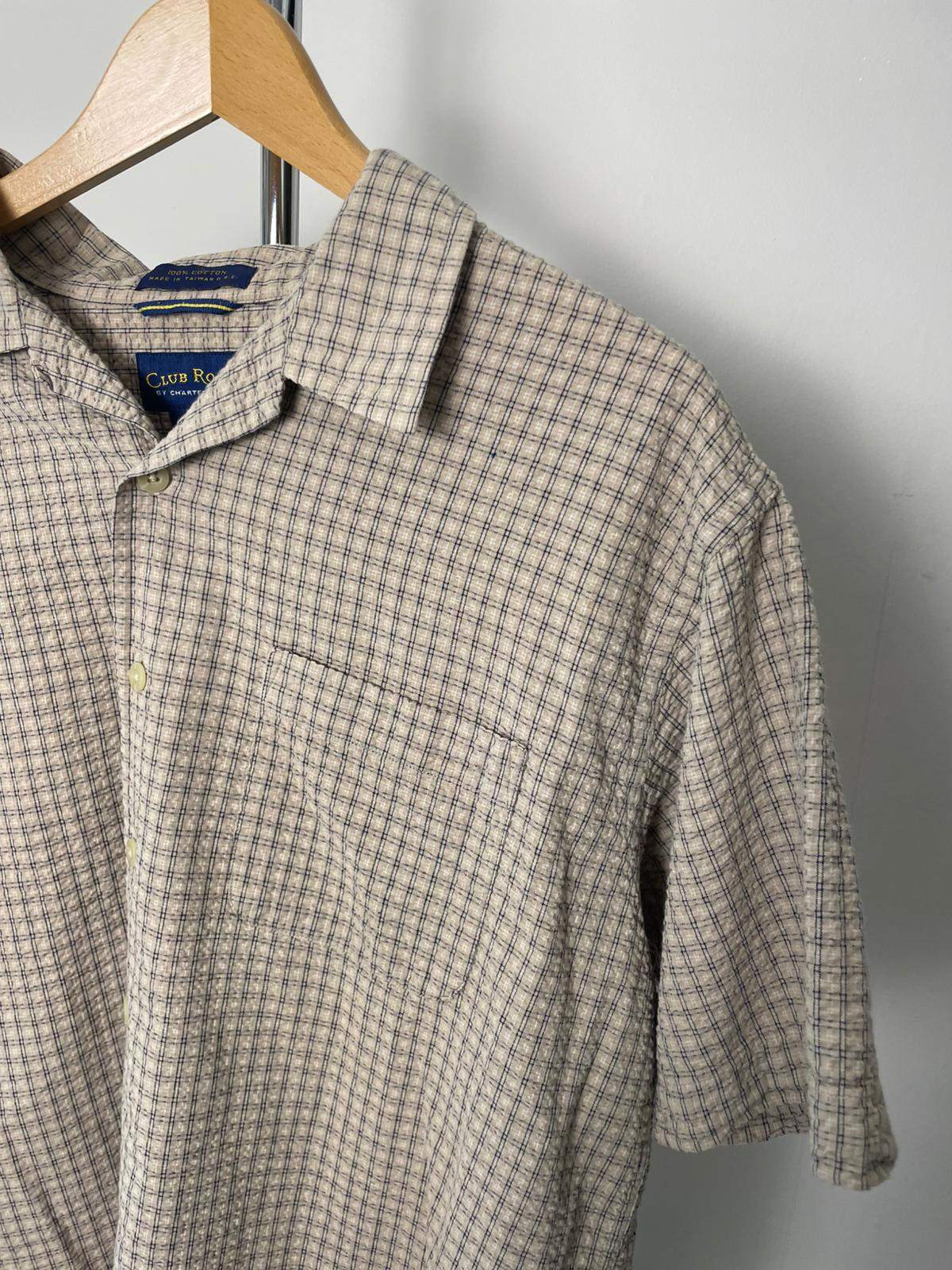 Club Room By Charter Club Men's Short Sleeve Waffle Style Check Shirt - M/Medium