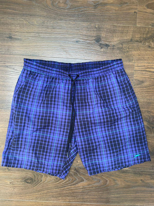 Speedo Men's Swim/Casual Check Pattern Shorts - L/Large - Blue