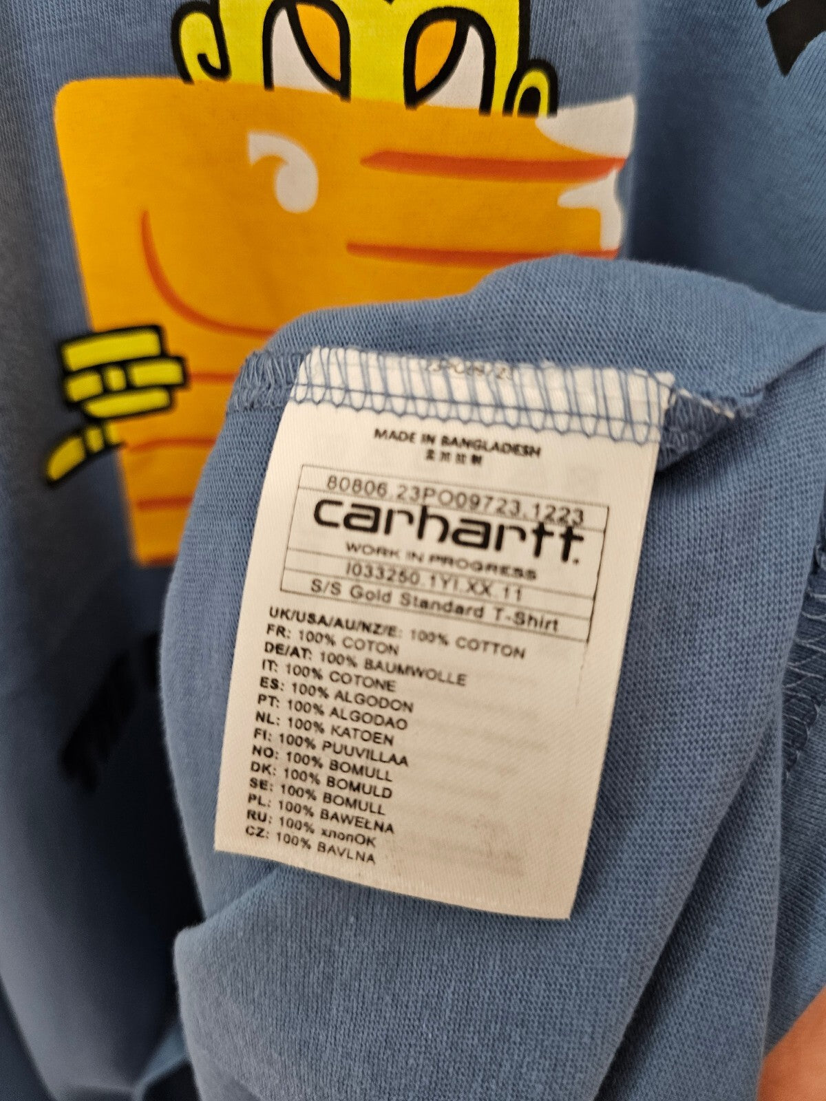 Carharrt WIP Gold Standard Sleeve Big Print Top/T-Shirt - S/Small - Blue