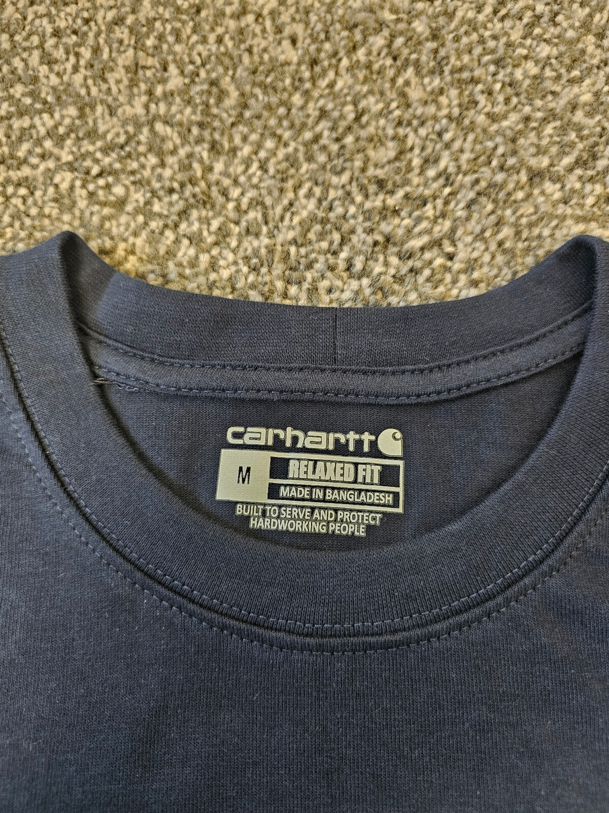 Carharrt Men's Short Sleeve Graphic Spellout Tee/T-Shirt/Top - M/Medium - Navy
