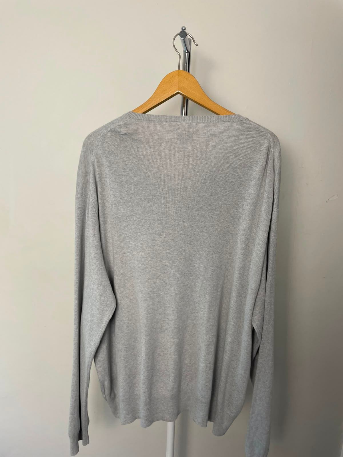 Ralph Lauren Pima Cotton V Neck Pullover Sweater/Jumper - XXL/2XL - Grey