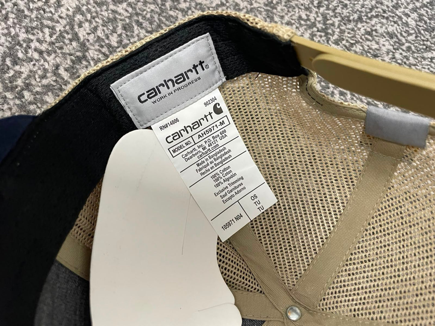 Carhaart Force Casual Fast Drying Truckers/Trucker Style Hat/Cap - Navy/Beige