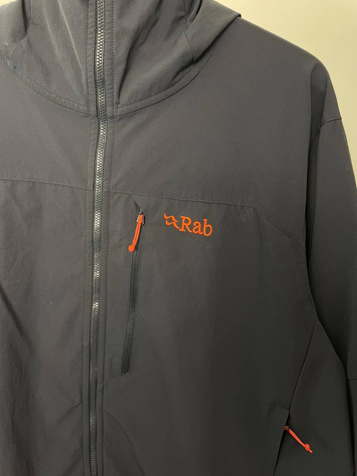 Rab Men's Soft Shell Style Full Zip Hooded Windbreaker Jacket - XL/Extra Large