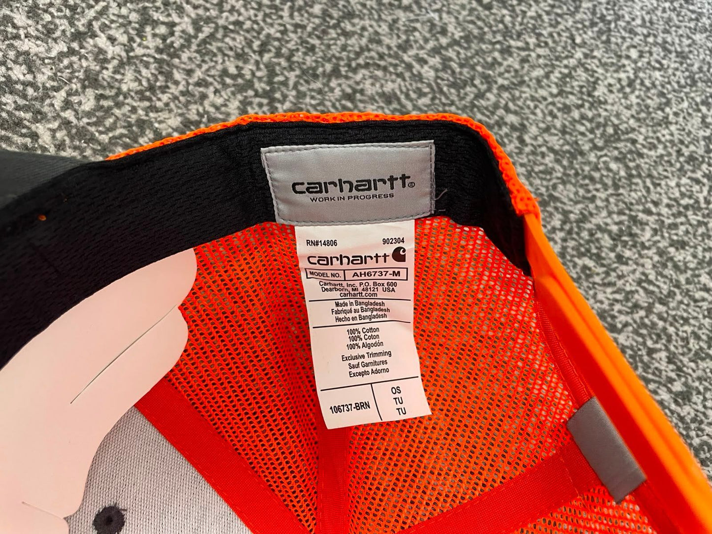 Carhaart Force Casual Fast Drying Truckers/Trucker Style Hat/Cap - Grey/Orange