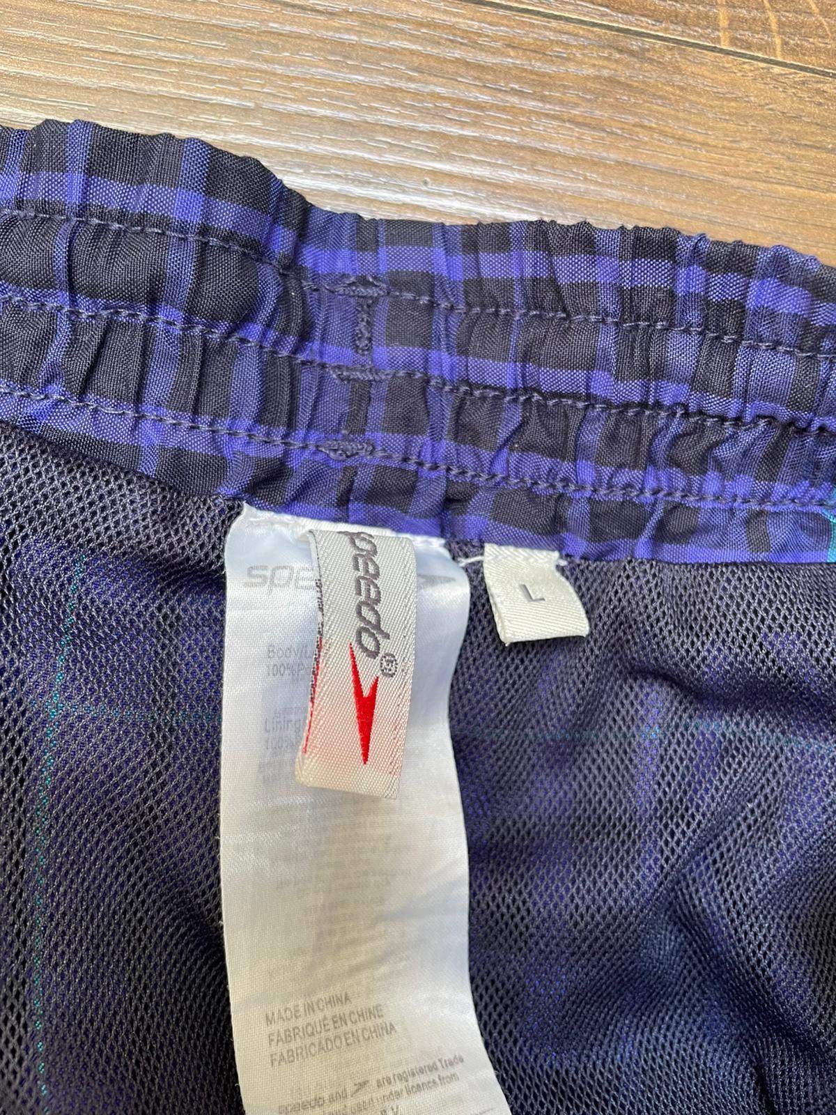 Speedo Men's Swim/Casual Check Pattern Shorts - L/Large - Blue