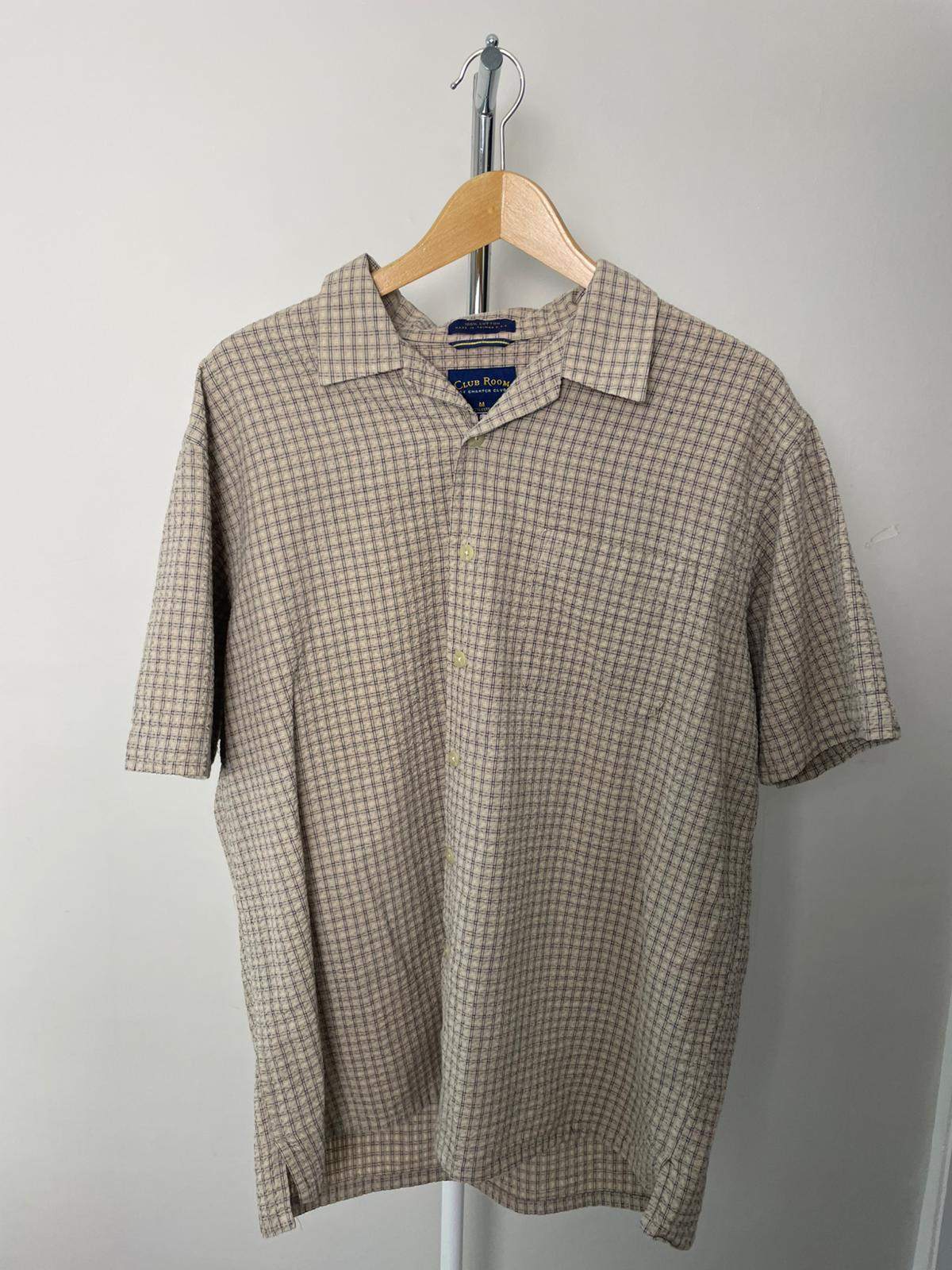 Club Room By Charter Club Men's Short Sleeve Waffle Style Check Shirt - M/Medium
