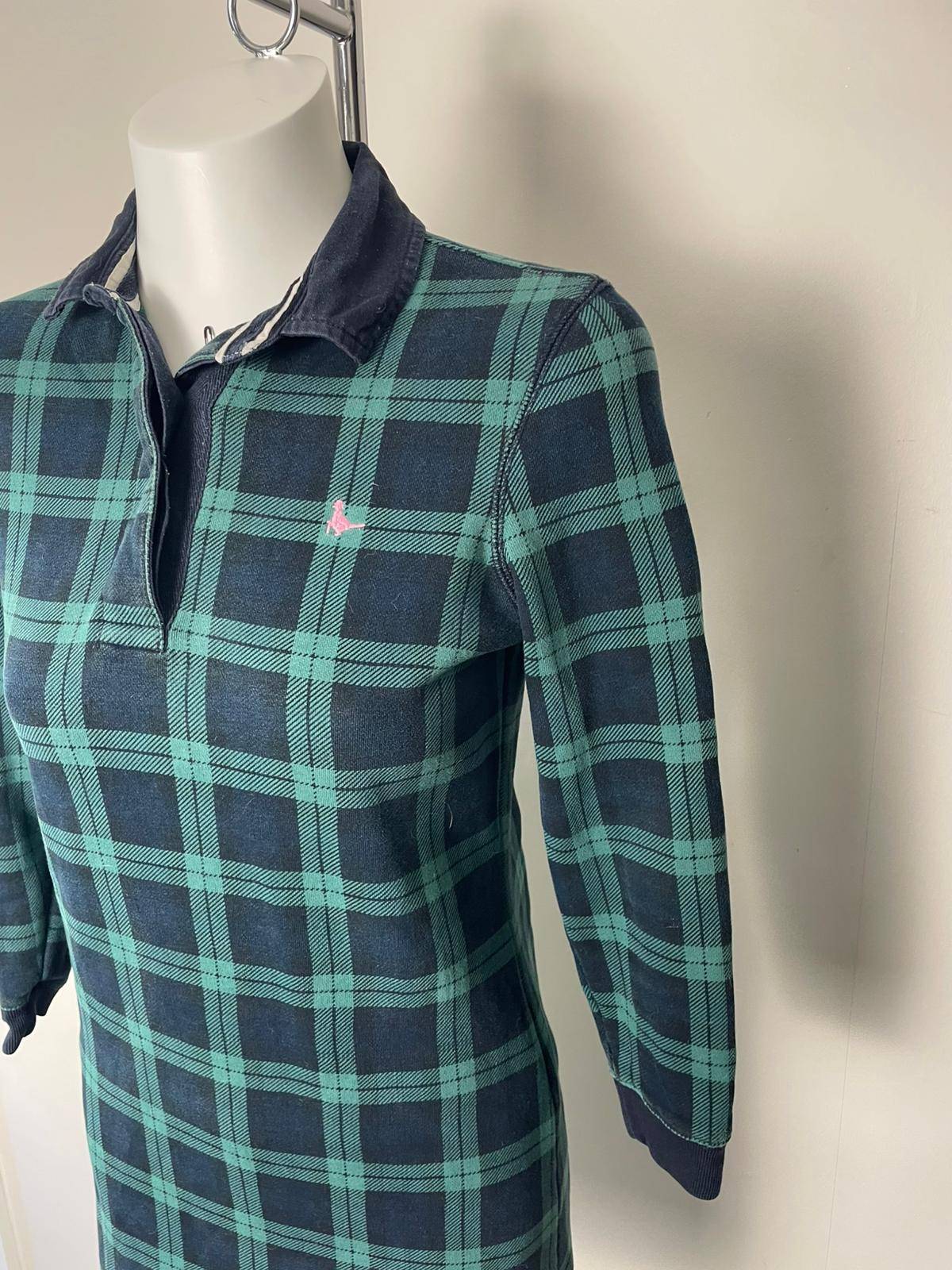 Jack Wills Women's Tartan/Plaid Popover Preppy Shirt Style Dress - UK 8 - Green