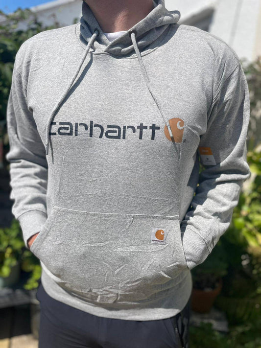 Carharrt Men's Mid Weight Pullover Big Spellout Hoodie - M/Medium - Grey