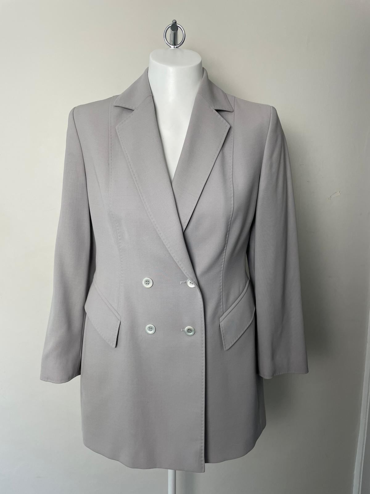 Jaeger 'Made In Italy' Women's Double Breasted Blazer Jacket - UK 12 - Grey