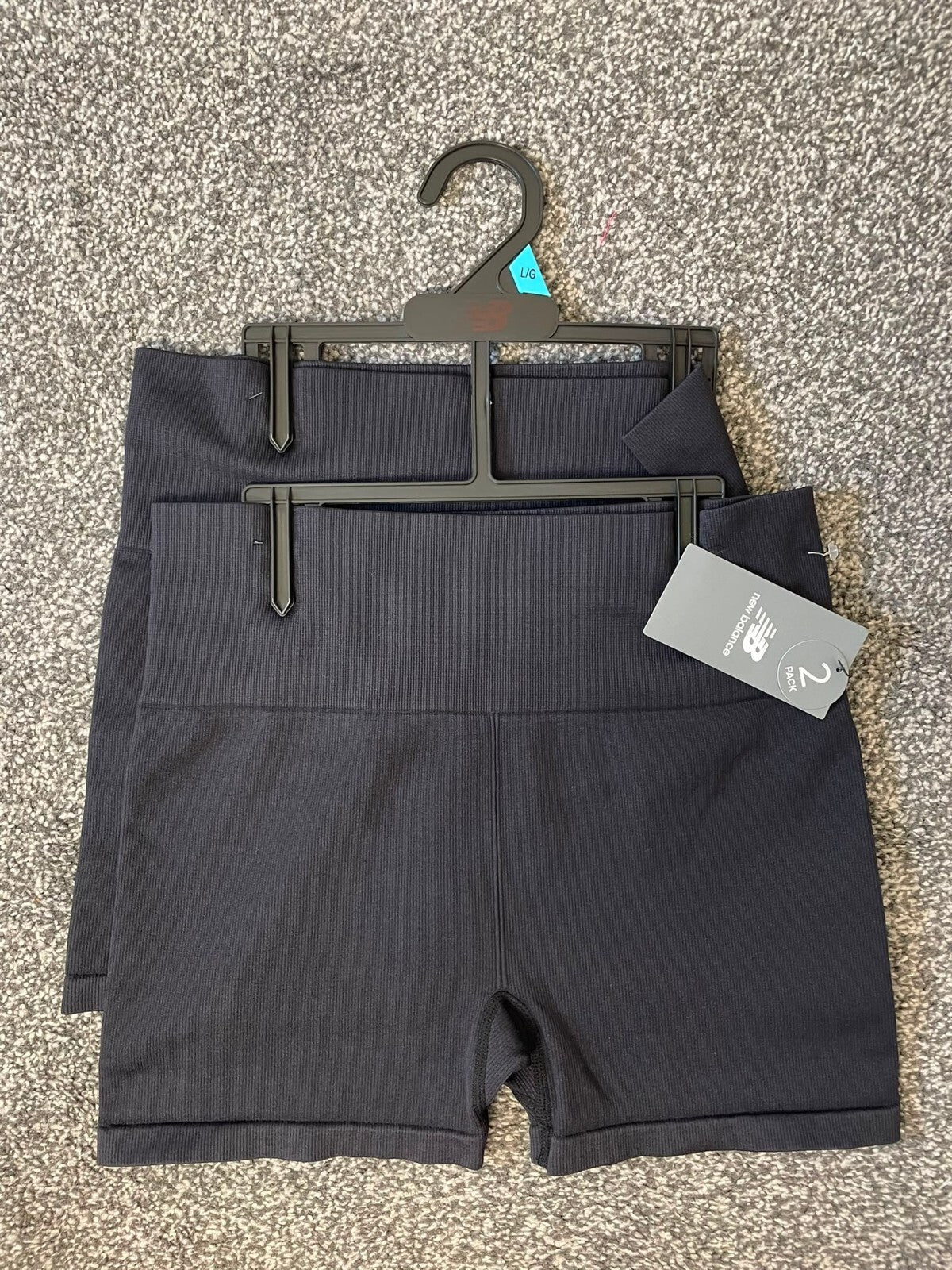 New Balance Women's Legging style Ribbed Shorts - L/Large - Black - 2 Pack