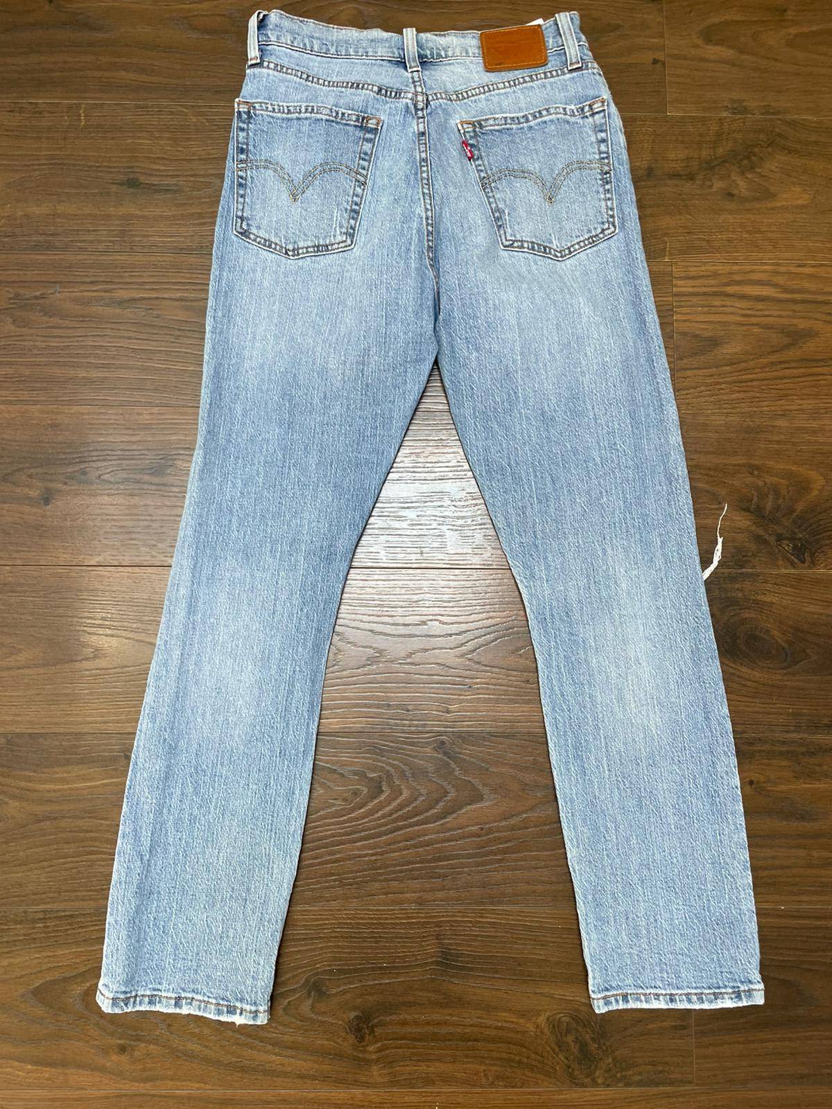 Levi's Men's 501 Straight Leg Ripped Blue Denim Jeans - W26/L27