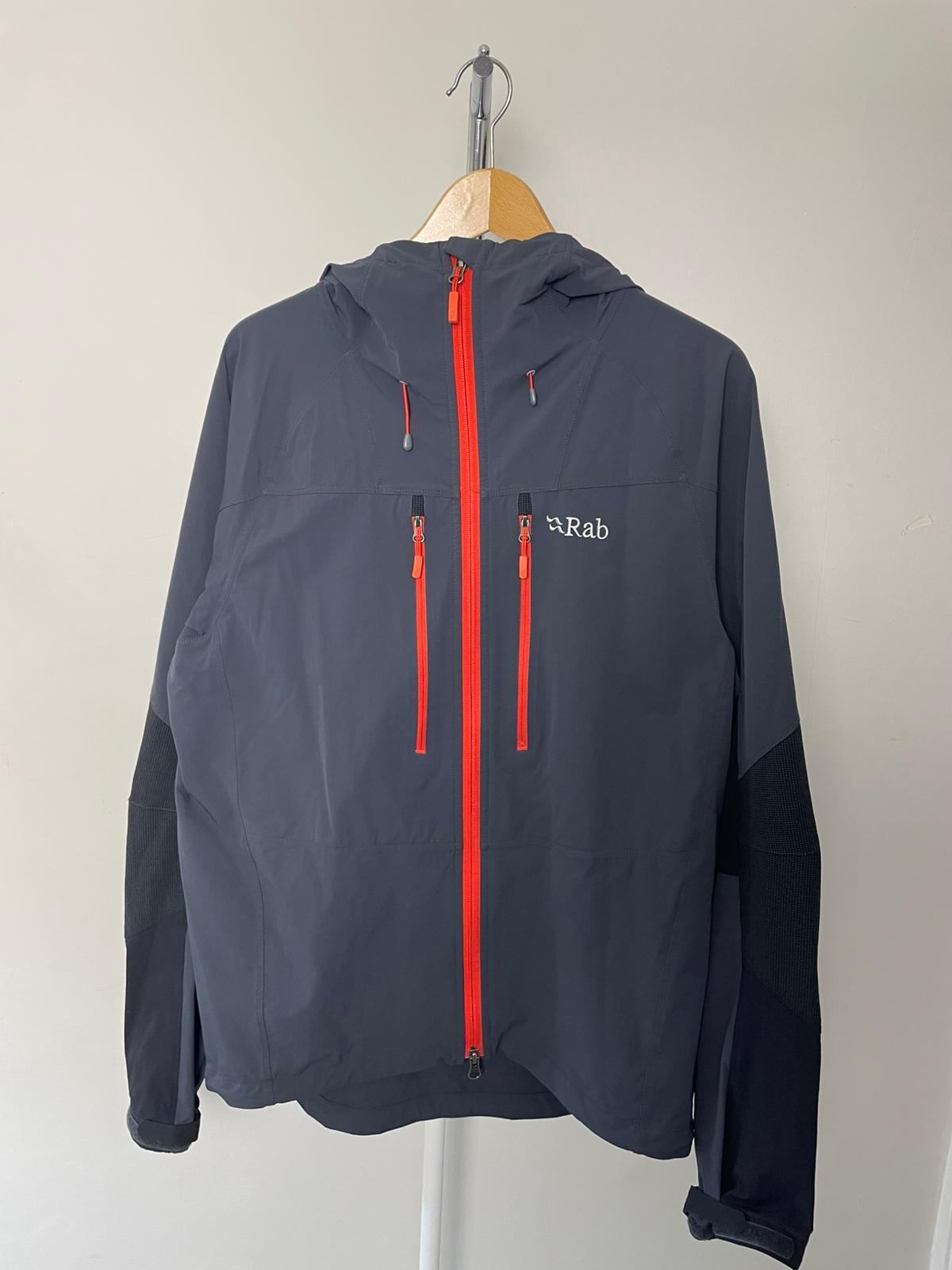 Rab Torque Mens Full Zip Hooded Technical Soft Shell Hiking Jacket - L/Large