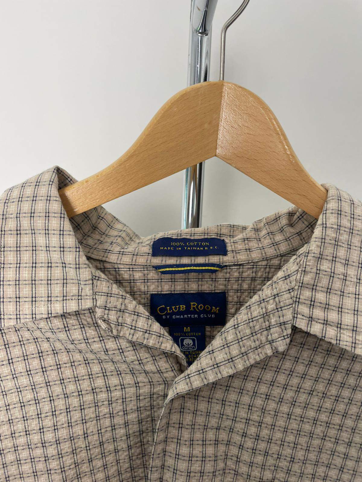 Club Room By Charter Club Men's Short Sleeve Waffle Style Check Shirt - M/Medium
