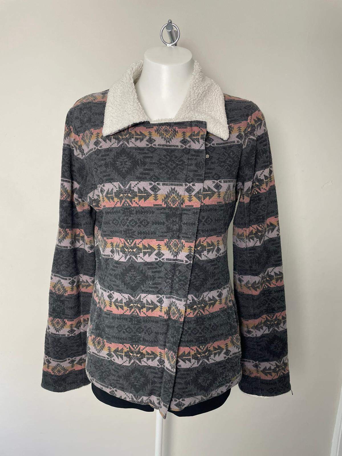 Rip Curl Betty Full Zip Sherpa Fleece Lined Aztec Pattern Surf Wear Jacket - M