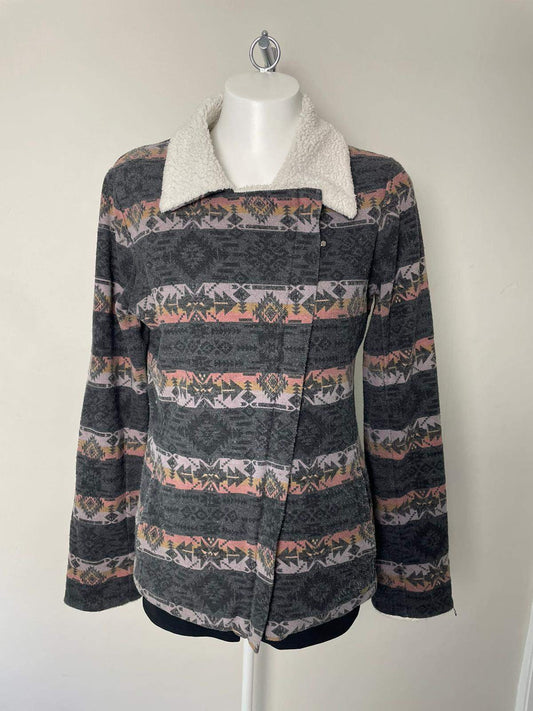 Rip Curl Betty Full Zip Sherpa Fleece Lined Aztec Pattern Surf Wear Jacket - M