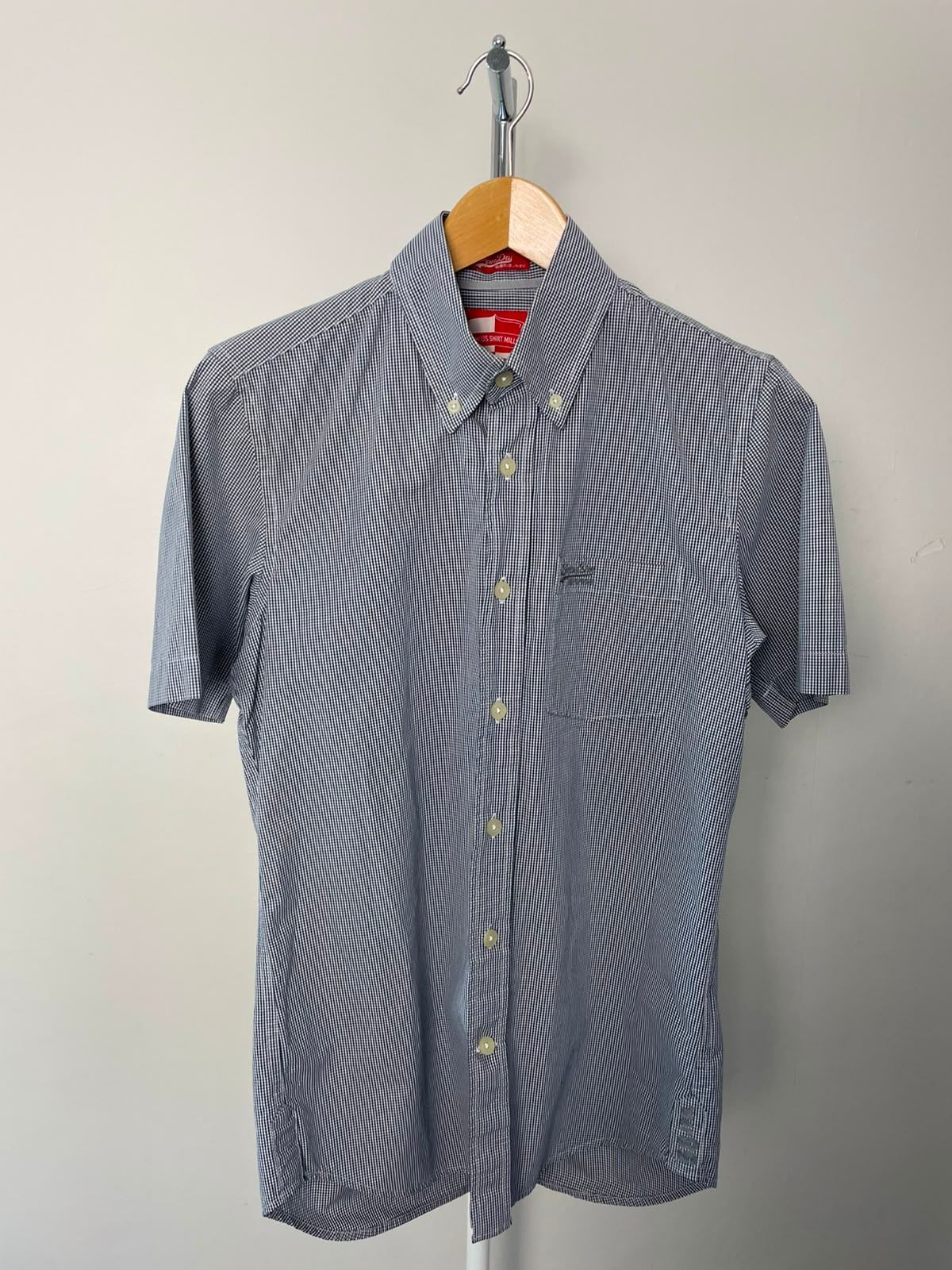 Superdry Men's Short Sleeve Oxford Style Button Up Shirt - M/Medium - Navy/Check