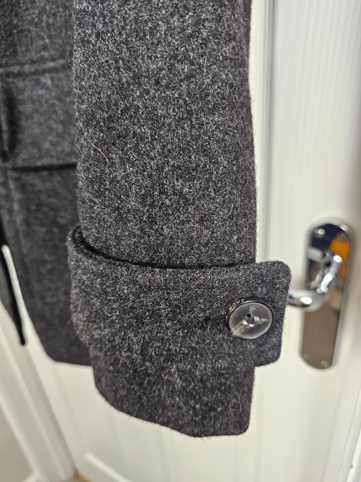 Jack Wills Womens Button Up Wool Blend Pea Coat Style Jacket/Coat - UK 12 - Grey