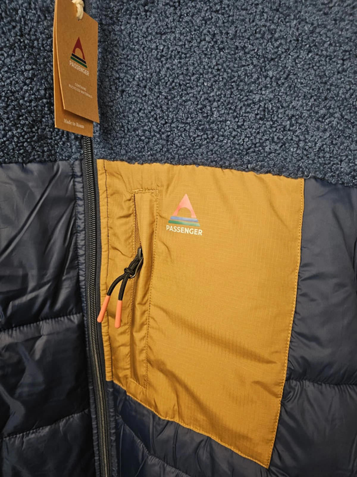 Passenger Mens Journey Full Zip Part Sherpa/Teddy Puffer Jacket/Coat - XL