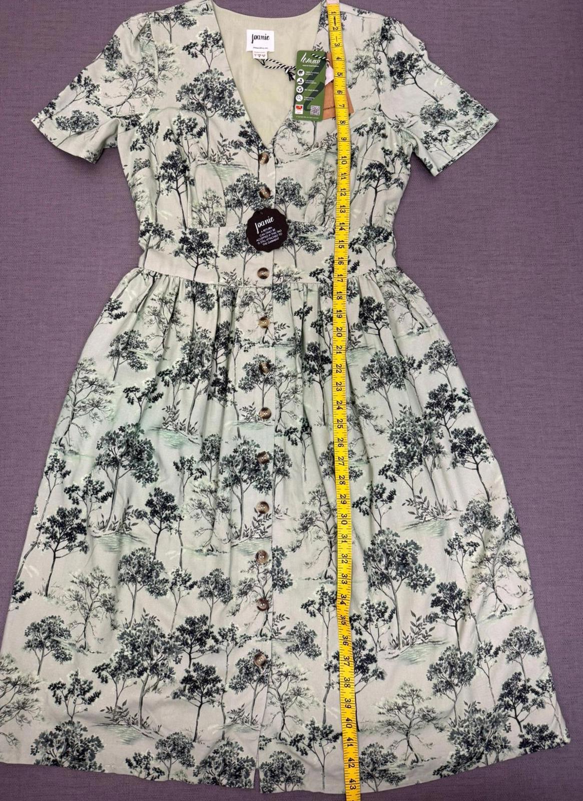 Joanie Womens Button-Down Forestry Print Multi Season Casual Midi Dress - UK 8**